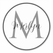 Monogram Initialen Aangepaste naam Zwart-wit klasj Sticker (Voorkant)