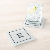 Monogram Initialen Aangepaste naam Zwart-wit rende Glazen Onderzetter (Schuin)