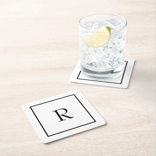 Monogram Initialen Aangepaste naam Zwart-wit rende Kartonnen Onderzetters (Insitu)