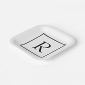 Monogram Initialen Aangepaste naam Zwart-wit rende Papieren Bordje (Gebogen)