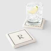 Monogram Initialen Aangepaste naam Zwart-wit rende Stenen Onderzetter (Zijkant)