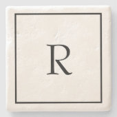 Monogram Initialen Aangepaste naam Zwart-wit rende Stenen Onderzetter (Voorkant)