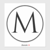 Monogram Initialen Aangepaste naam Zwart-wit rende Sticker (Vel)