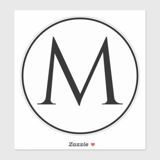 Monogram Initialen Aangepaste naam Zwart-wit rende Sticker (Vel)