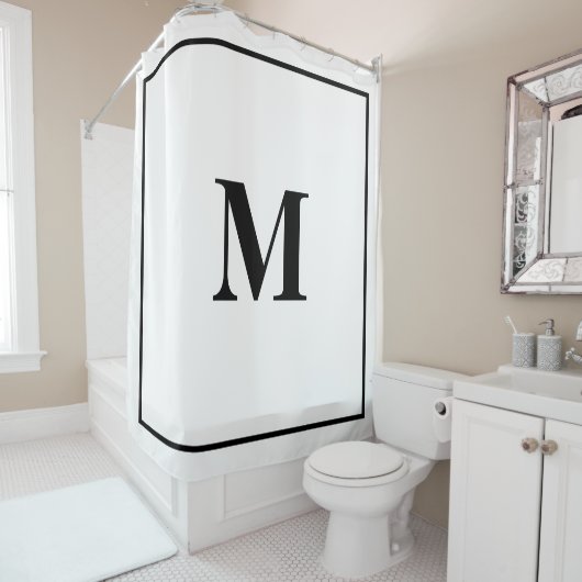 Monogram Initialen Aangepaste naam Zwart Wit Stijl Douchegordijn (In situ)