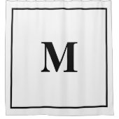 Monogram Initialen Aangepaste naam Zwart Wit Stijl Douchegordijn (Voorkant)
