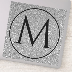 Monogram Initialen Aangepaste naam Zwart Witte Gli Sticker