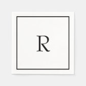 Monogram Initialen Aangepaste naam Zwarte Witte Ko Servet (Voorkant)