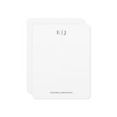 Monogram Initialen Aangepaste verticale Notitiekaartje (Voorkant / Achterkant in situ)