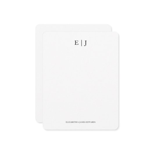 Monogram Initialen Aangepaste verticale Notitiekaartje (Voorkant / Achterkant in situ)