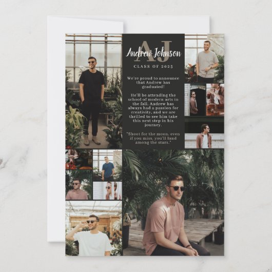 Monogram Initialen Afstuderen Aankondiging voor jo (Achterkant)