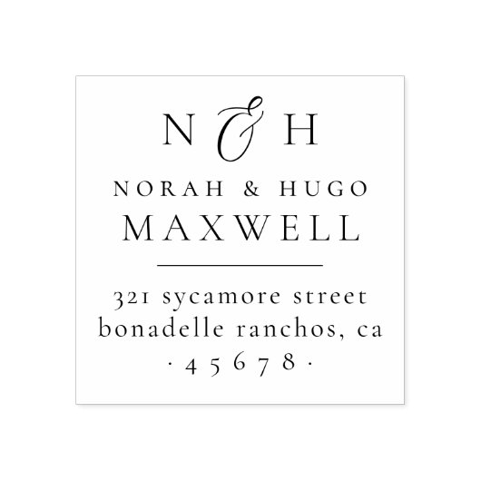 Monogram Initialen Ampersand Koppels Retouradres Rubberstempel (Afrduk)