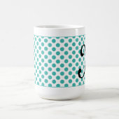 Monogram Initialen Aqua Polka Dots Mok (Center)