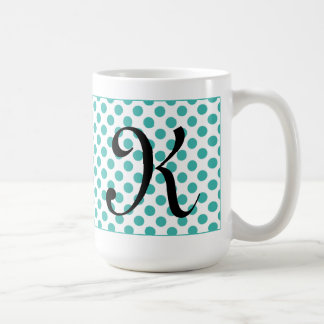 Monogram Initialen Aqua Polka Dots Mok