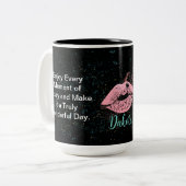 Monogram Initialen Bewerkbaar Bericht & foto Zwart Tweekleurige Koffiemok (Voorkant links)