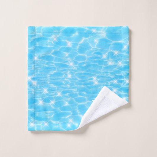 Monogram Initialen blauw water rimpelwatertextuur Bad Handdoek (Wasdoekje)