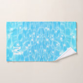 Monogram Initialen blauw water rimpelwatertextuur Bad Handdoek (Handdoek)