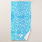 Monogram Initialen blauw water rimpelwatertextuur Badhanddoek (Badhanddoek)