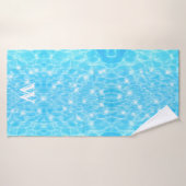 Monogram Initialen blauw water rimpelwatertextuur Badhanddoek (Badhanddoek)