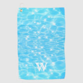 Monogram Initialen blauw water rimpelwatertextuur Golfhanddoek (Voorkant)