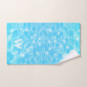 Monogram Initialen blauw water rimpelwatertextuur Handdoek (Handdoek)