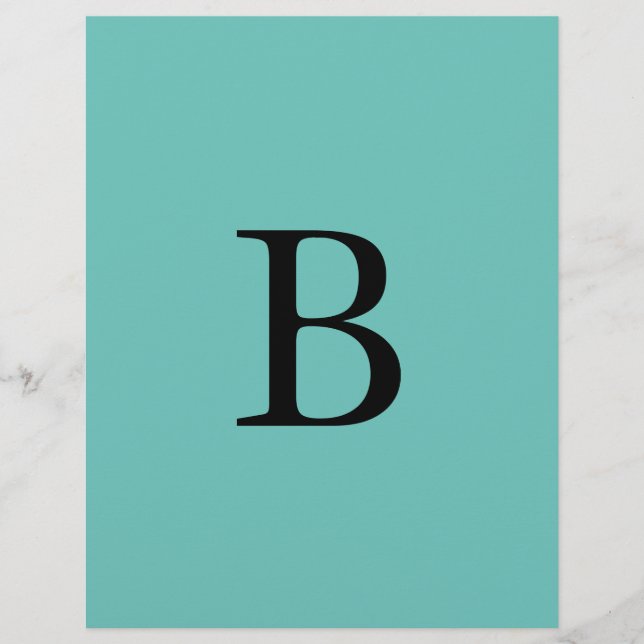 Monogram Initialen Blauwgroen Blauw Kleurrijke Dou Briefhoofd (Voorkant)
