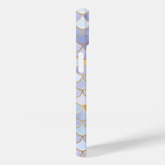 Monogram Initialen Blue Gold Mermaid Scales Case-Mate iPhone Case (Achterkant / Rechts)