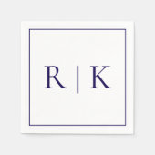 Monogram Initialen Brieven Deep Navy Blue Wedding Servet (Voorkant)