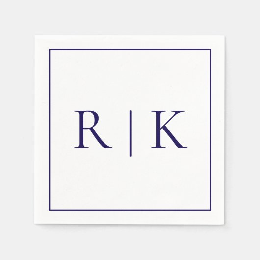 Monogram Initialen Brieven Deep Navy Blue Wedding Servet (Voorkant)