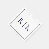 Monogram Initialen Brieven Deep Navy Blue Wedding Servet (Hoek)