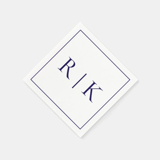 Monogram Initialen Brieven Deep Navy Blue Wedding Servet (Hoek)