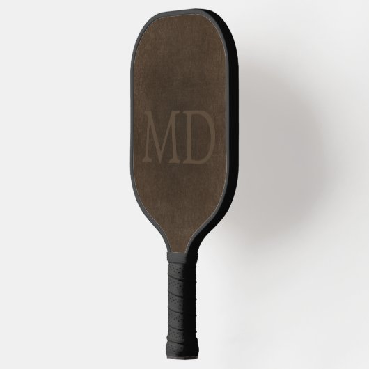 Monogram initialen  bruin lederen look pickleball paddle (Links)