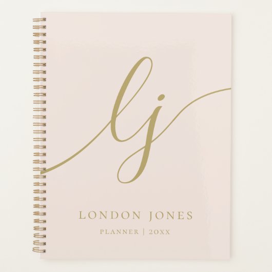 Monogram Initialen Business Planner Blush Gold Naa (Voorkant)
