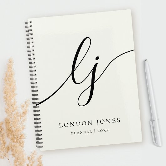 Monogram Initialen Business Planner Ivoor Script
