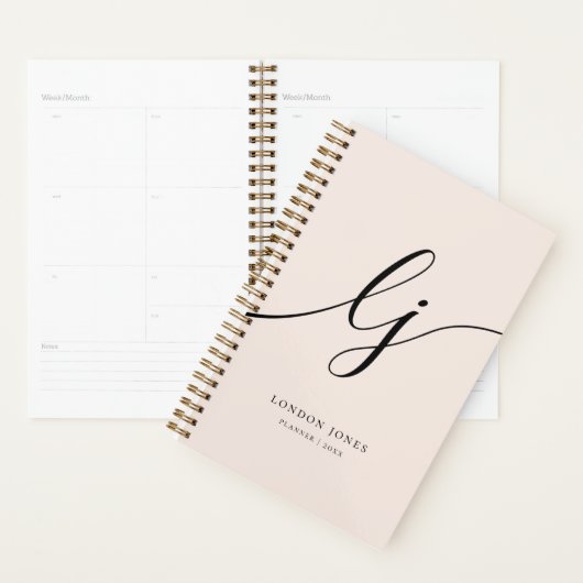 Monogram Initialen Business Planner Script Naam (Display)