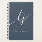 Monogram Initialen Business Planner Script Navy (Voorkant)