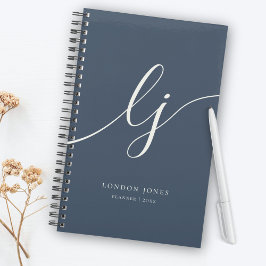Monogram Initialen Business Planner Script Navy