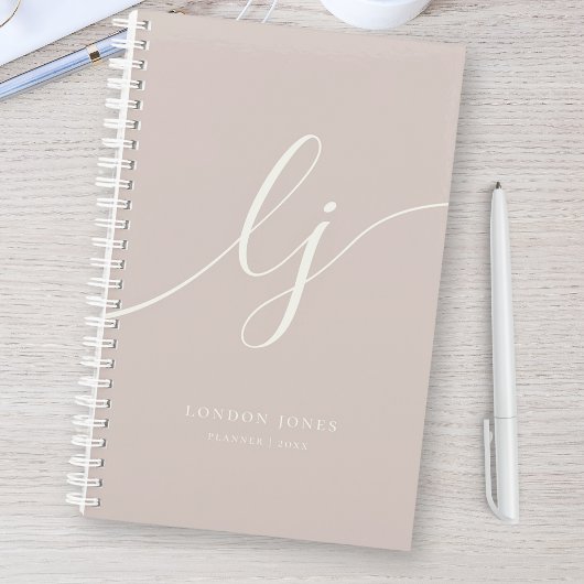 Monogram Initialen Business Planner Script Roze