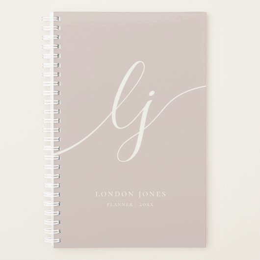 Monogram Initialen Business Planner Script Roze (Voorkant)
