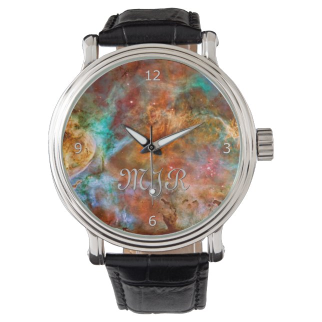 Monogram initialen - Carina Nebula, Argo Navis Horloge (Voorkant)