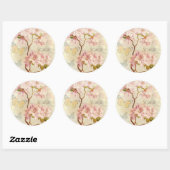 Monogram Initialen  Chic Elegant Bloemen Roze Ronde Sticker (Vel)