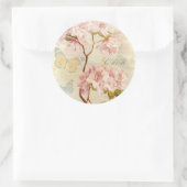 Monogram Initialen  Chic Elegant Bloemen Roze Ronde Sticker (Tas)