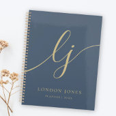 Monogram Initialen Chic Navy Gold Business Planner
