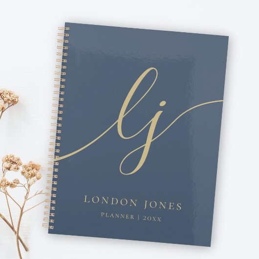 Monogram Initialen Chic Navy Gold Business Planner