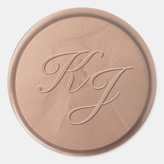 Monogram Initialen Chocolade Bruine Seal Sticker (Voorkant)