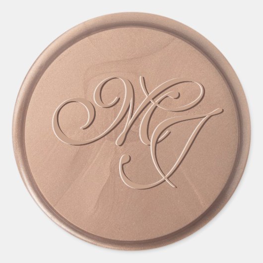 Monogram Initialen Chocolate Brown Wax Seal Sticke Ronde Sticker (Voorkant)