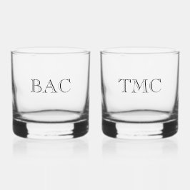 Monogram Initialen Classic Bruiloft Paar Tijdloos Whisky Glas