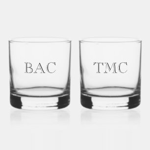 Monogram Initialen Classic Bruiloft Paar Tijdloos Whisky Glas