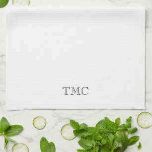 MONOGRAM INITIALEN Classic Zwart Wit Tijdloos Theedoek