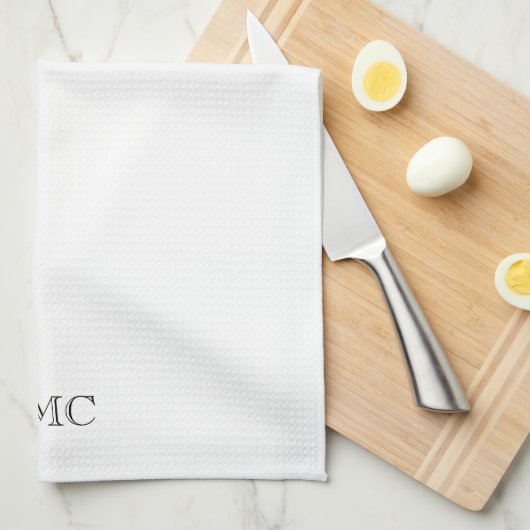 MONOGRAM INITIALEN Classic Zwart Wit Tijdloos Theedoek (Quarter Fold)